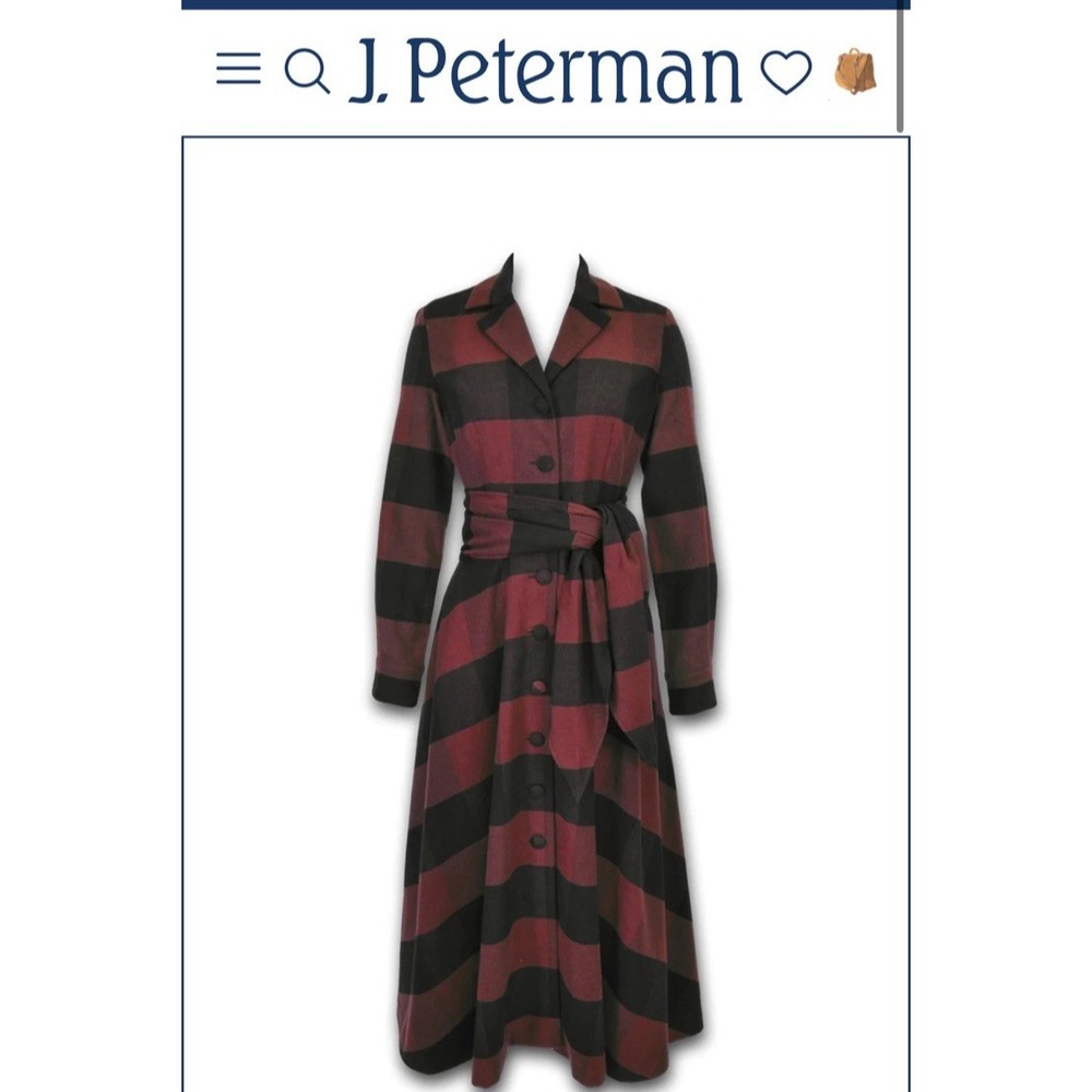 J. Peterman 1947 3/4‎ Sleeve Shirt Dress Midi Womens Buffalo Plaid Size 0 Cotton